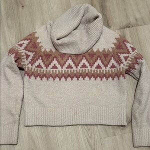 Ruby Moon Beige and Pink Geometric Sweater Med